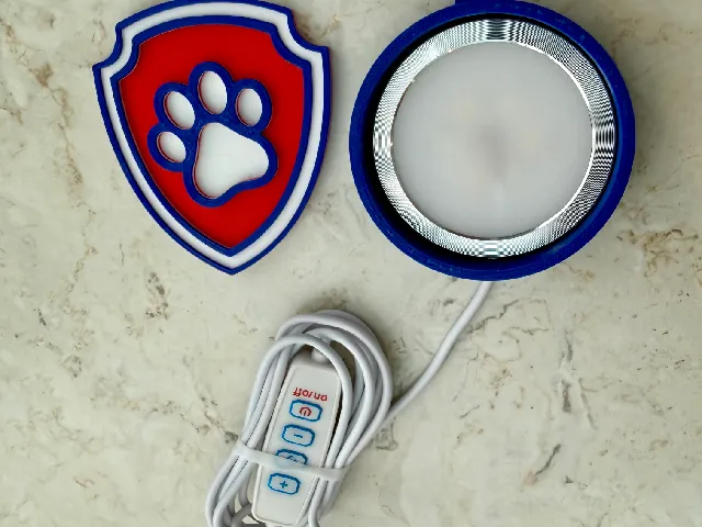Paw Patrol badge remix to add LED puck light