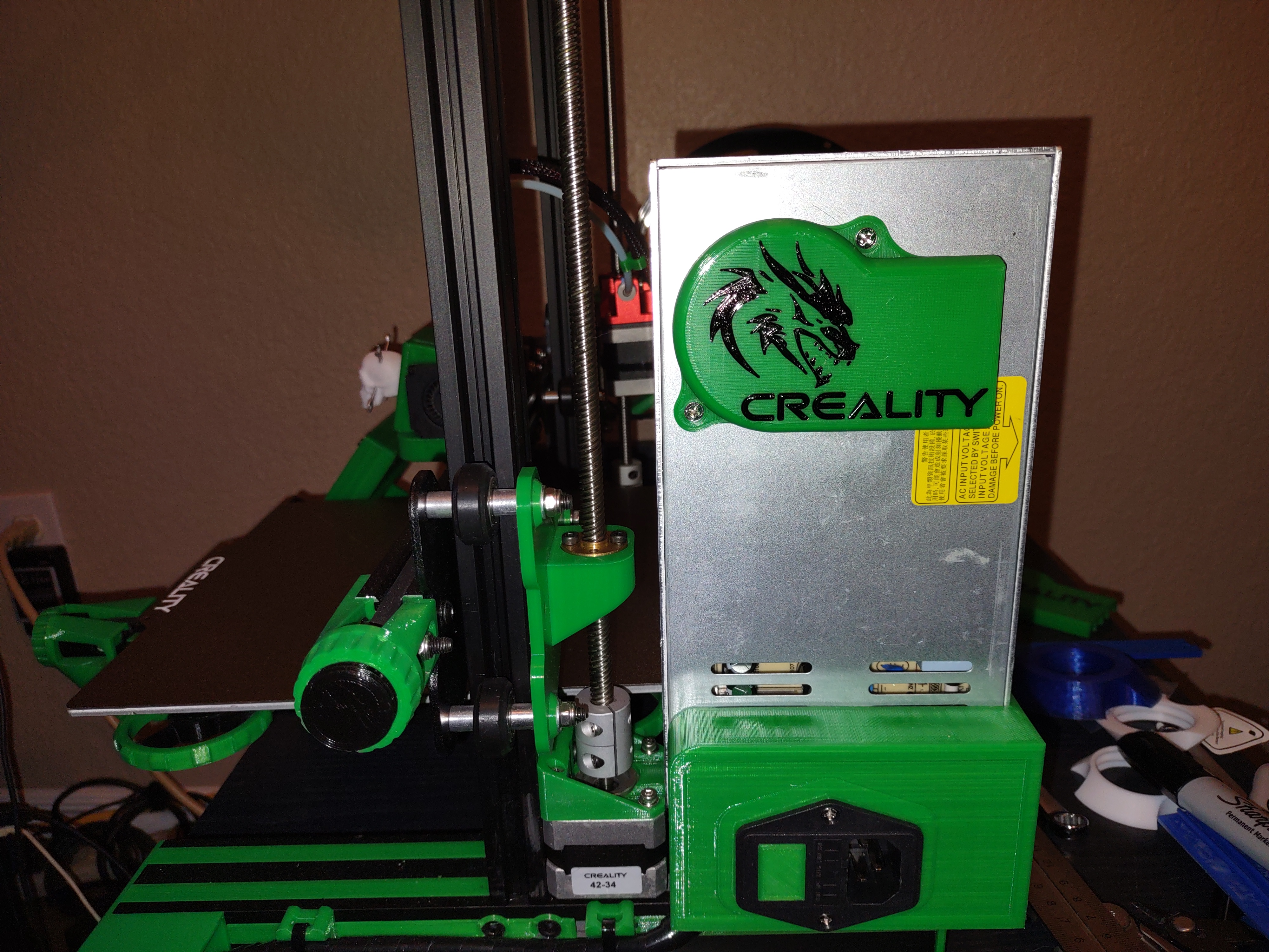 Creality Power Supply Fan Baffle for Ender 3/Ender 3 Pro w/John Cuccia's awesome dragon.