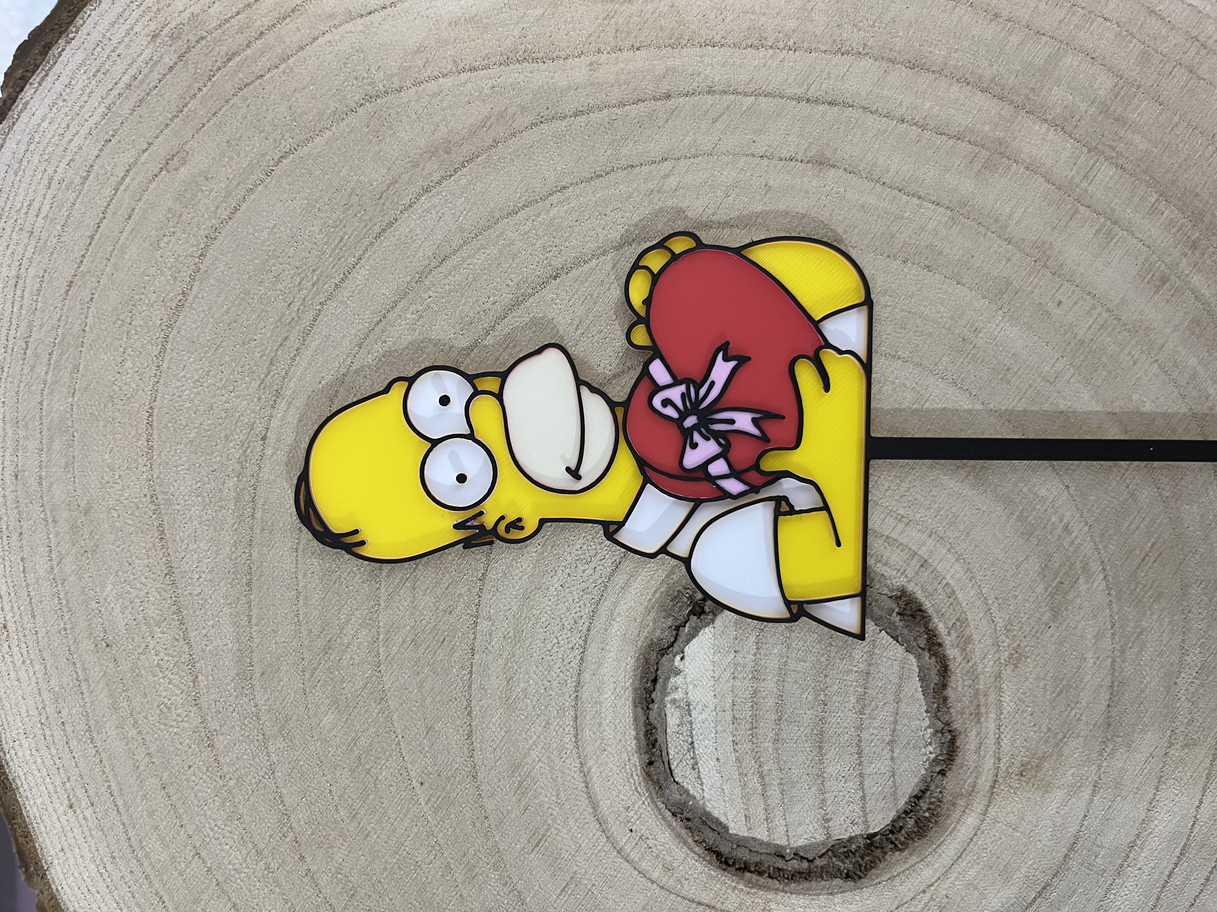 Homer Simpson Valentine Heart Cake Topper / Zápich Do Dortu Homer s Valentýnským Srdcem