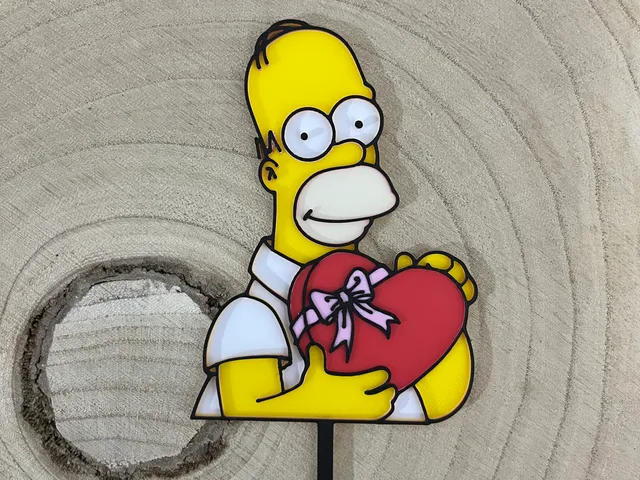 Homer Simpson Valentine Heart Cake Topper / Zápich Do Dortu Homer s Valentýnským Srdcem