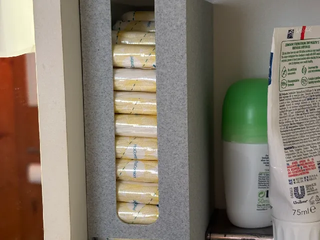 Dispenser for tampons (beveled front)