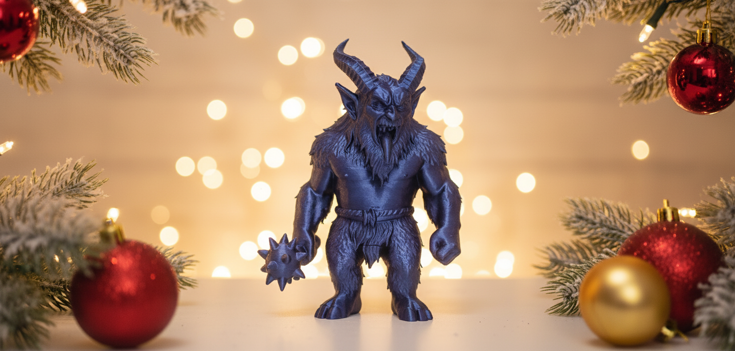 Fearsome Krampus with Club Holiday Figure