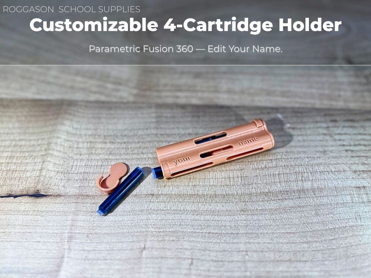 Parametric 4 ink Cartridge Holder (Fusion 360) – Customizable Name + Ready-to-Print STLs