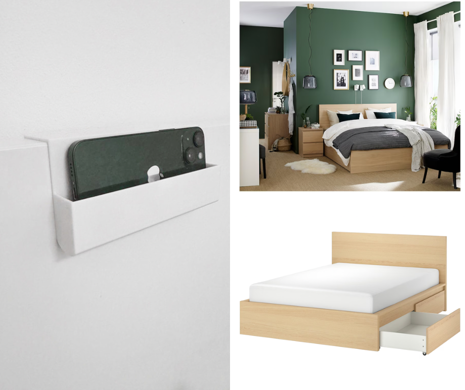 Phone holder IKEA Malm bed