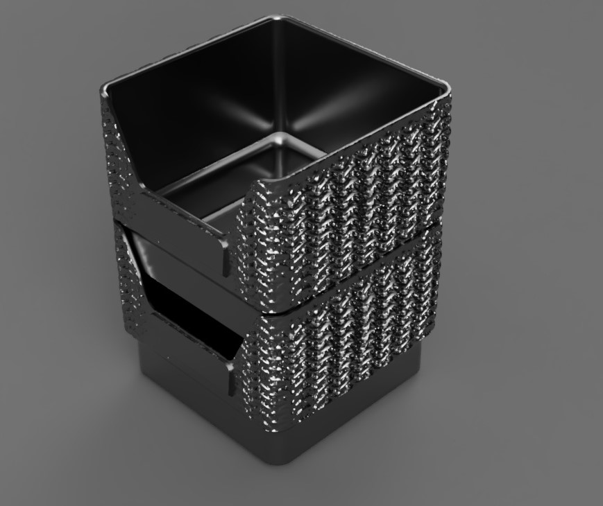 Stackable organizer boxes with unique textures by Gabor Gyarmati ...