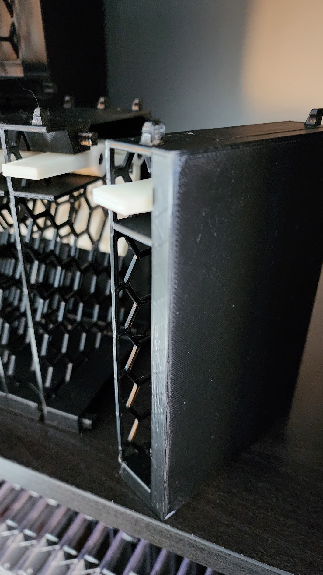 Stackable Modular Lever-Based Audio-Cassette Organizer - Fixed Right Wall