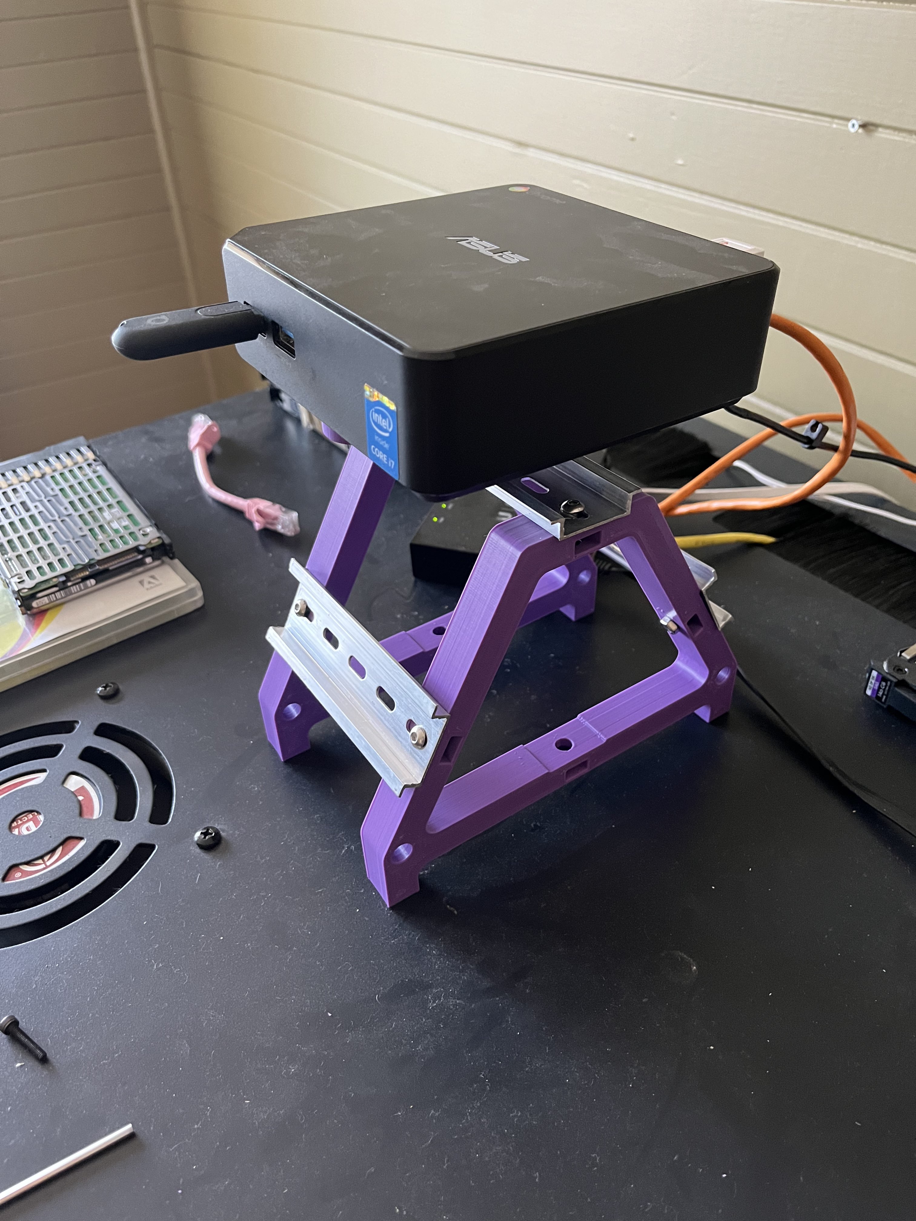 (Not the purple part) a din rail mount for a computer thing i guess