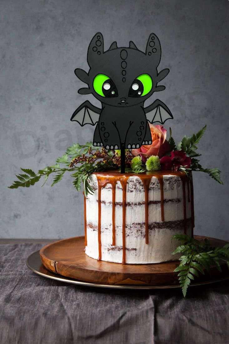 Toothless - Cake Topper - How to Train Your Dragon - Bezzubka
