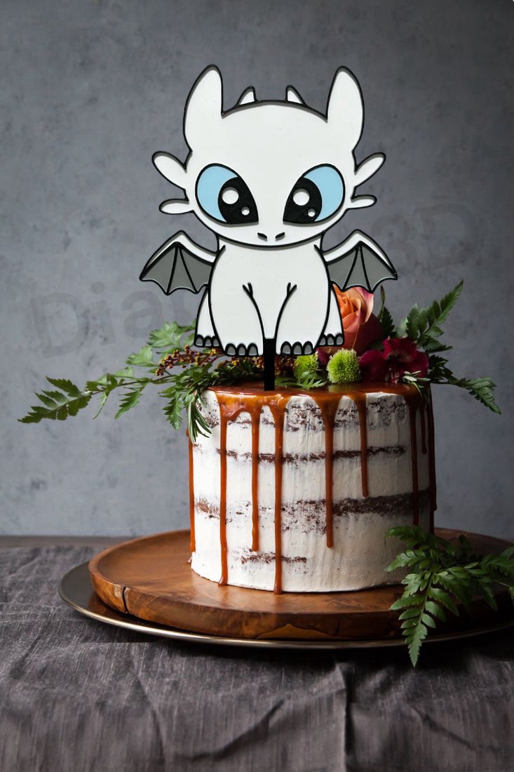 Light Fury  - Cake Topper  - How to Train Your Dragon - Bezzubka - Bílá Běska