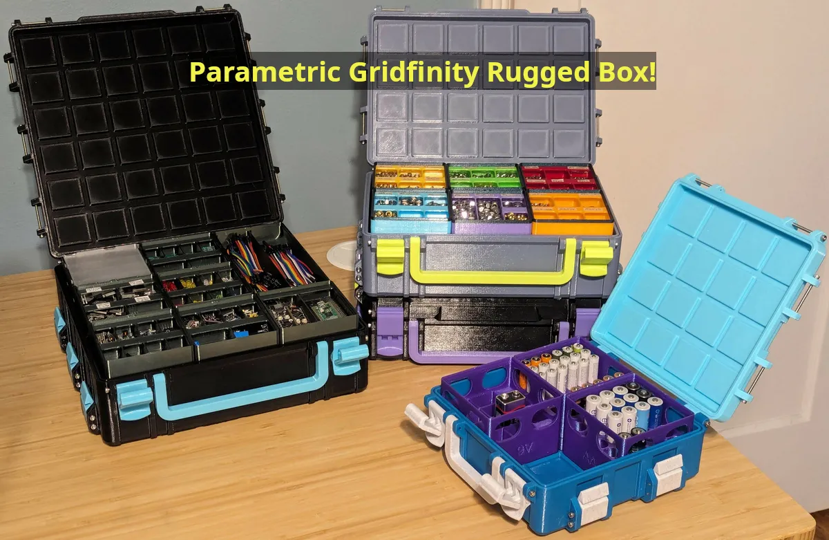 Gridfinity Rugged Storage Box, Parametric and Customizable by bulbasaur0, Download  free STL model