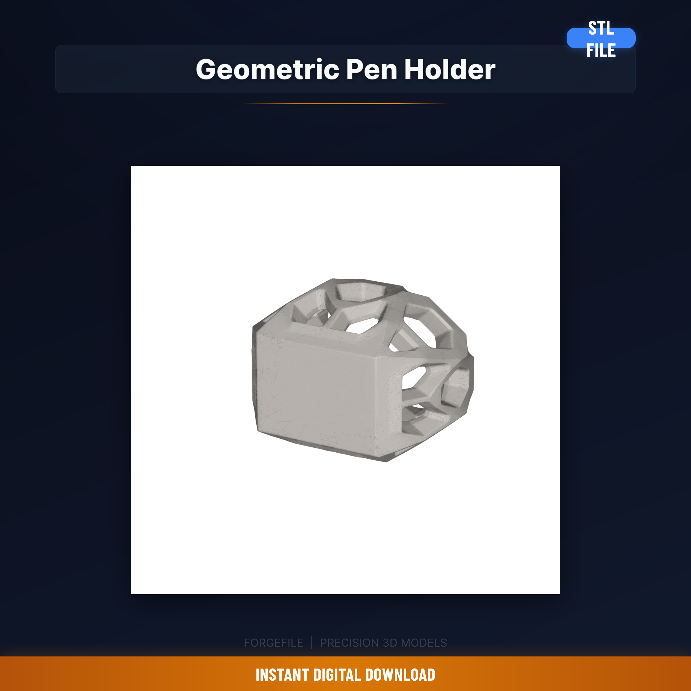Hexagonal Geometric Pen Holder, Honeycomb Pattern, Modern Desk - 3D Printable STL File