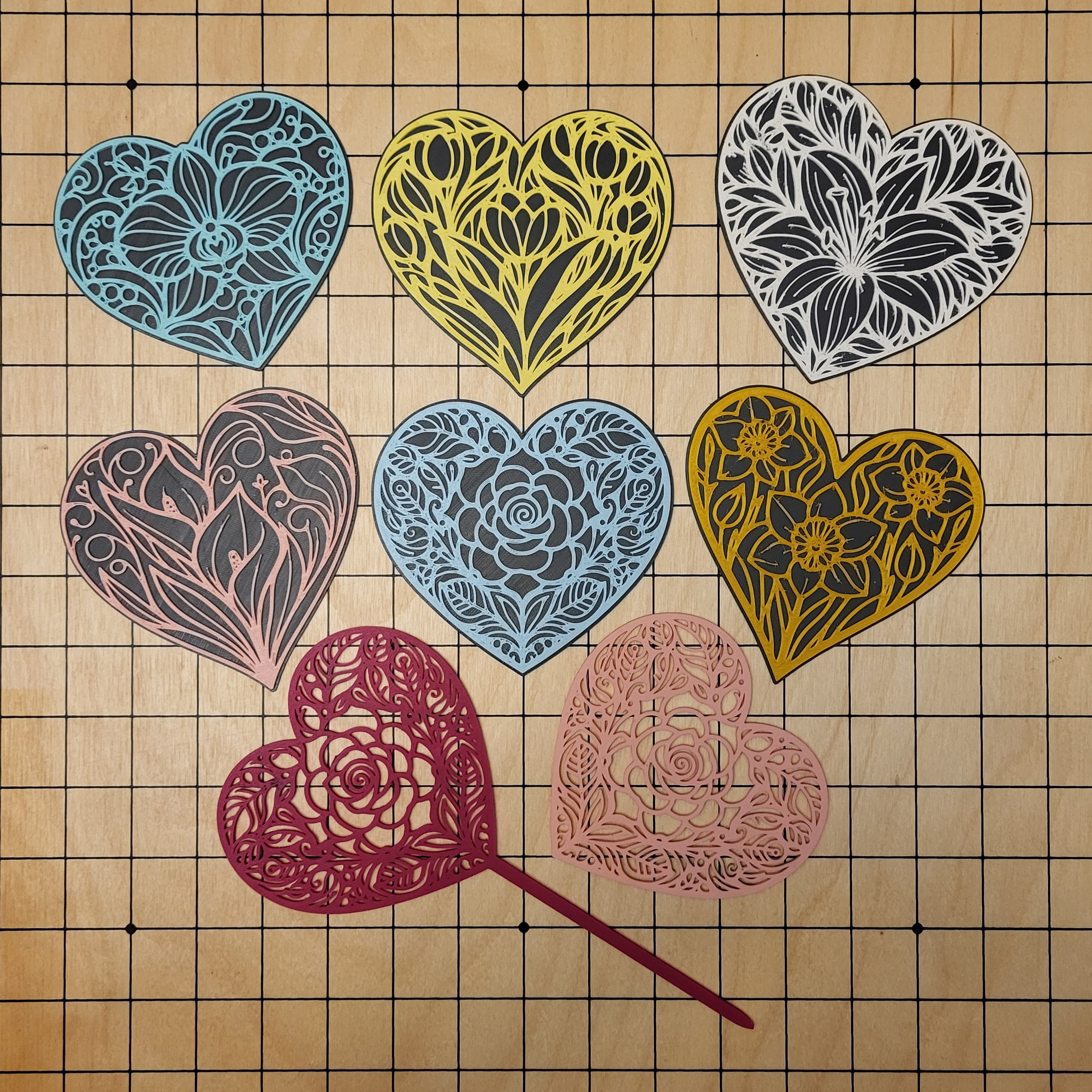Hearts with flowers, more styles and types