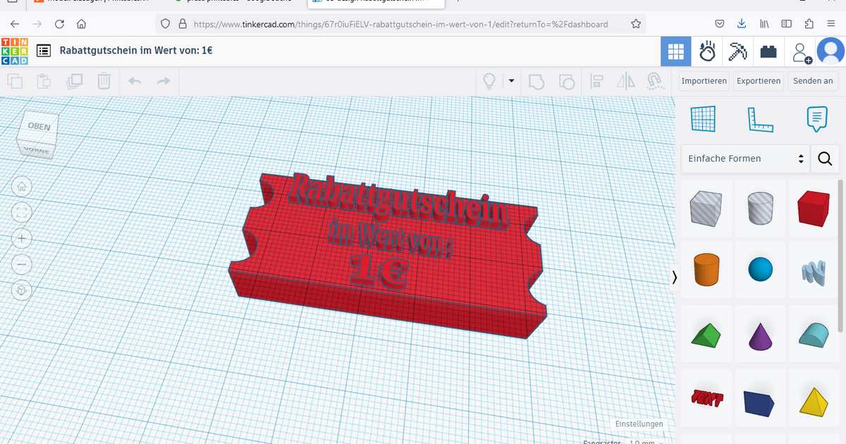 Coupon 1€ by AndreasAngolt Download free STL model