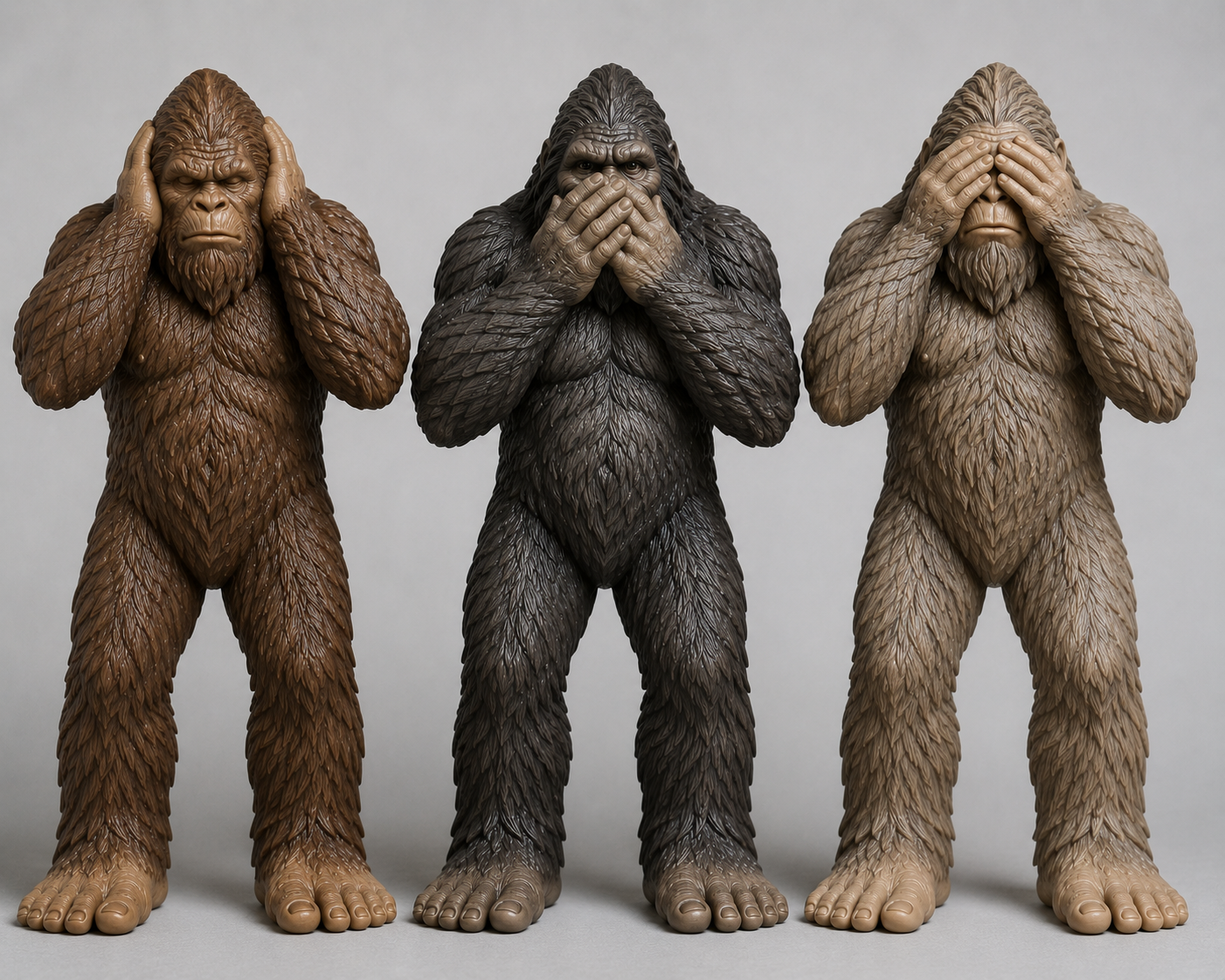 Die drei Bigfootweisheiten-Skulpturen-The Three Bigfoot Whiteships Sculptures