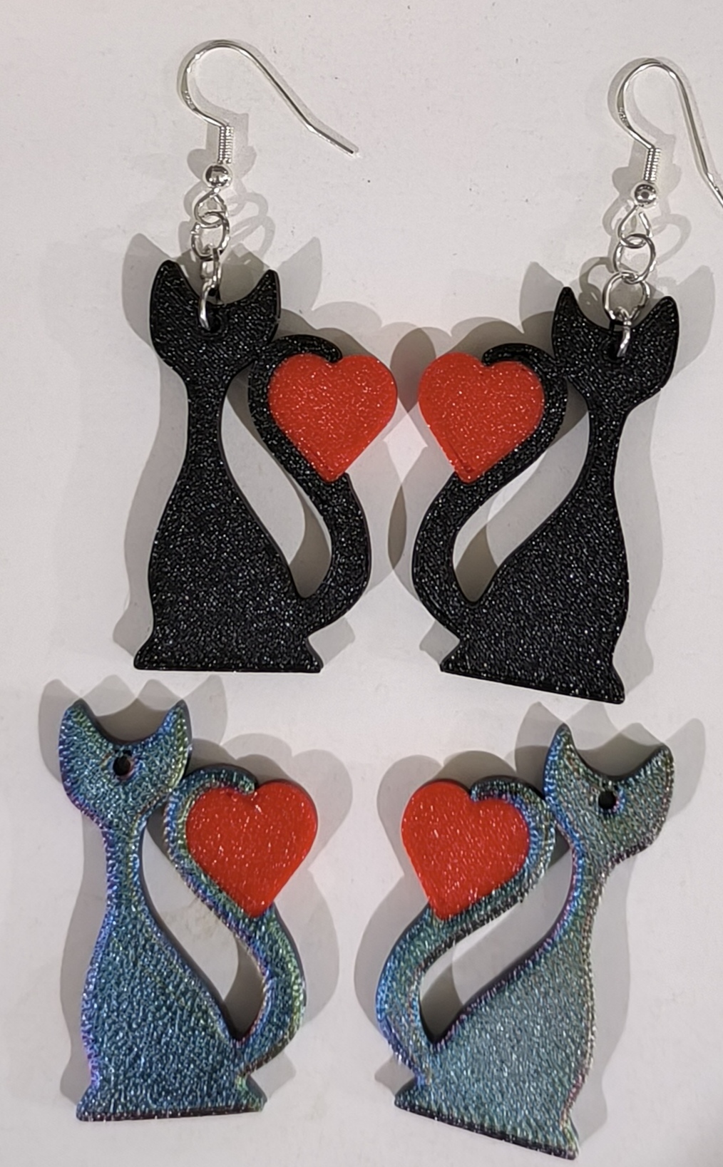 Cat with heart Earrings-V1