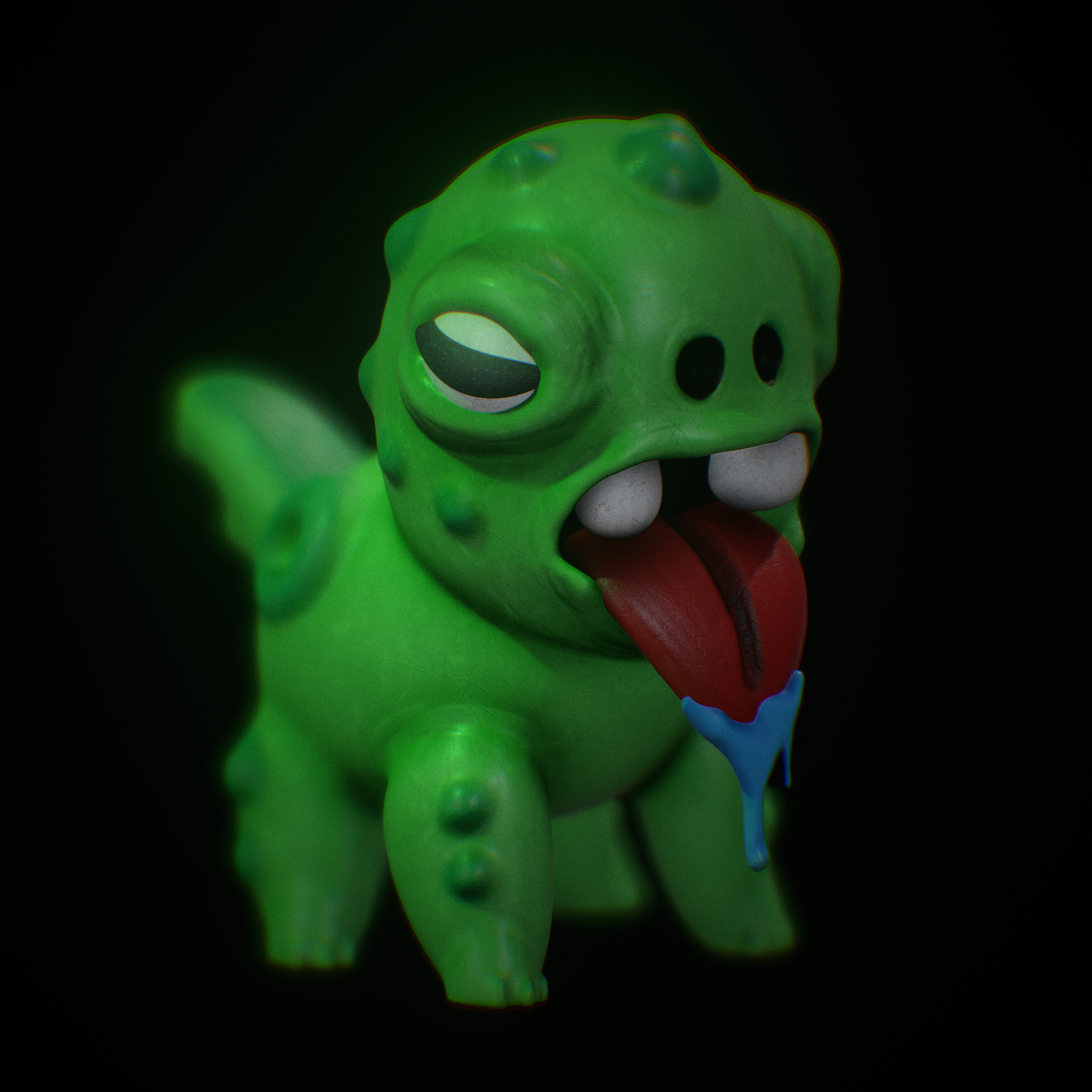 Monstruo verde con patitas