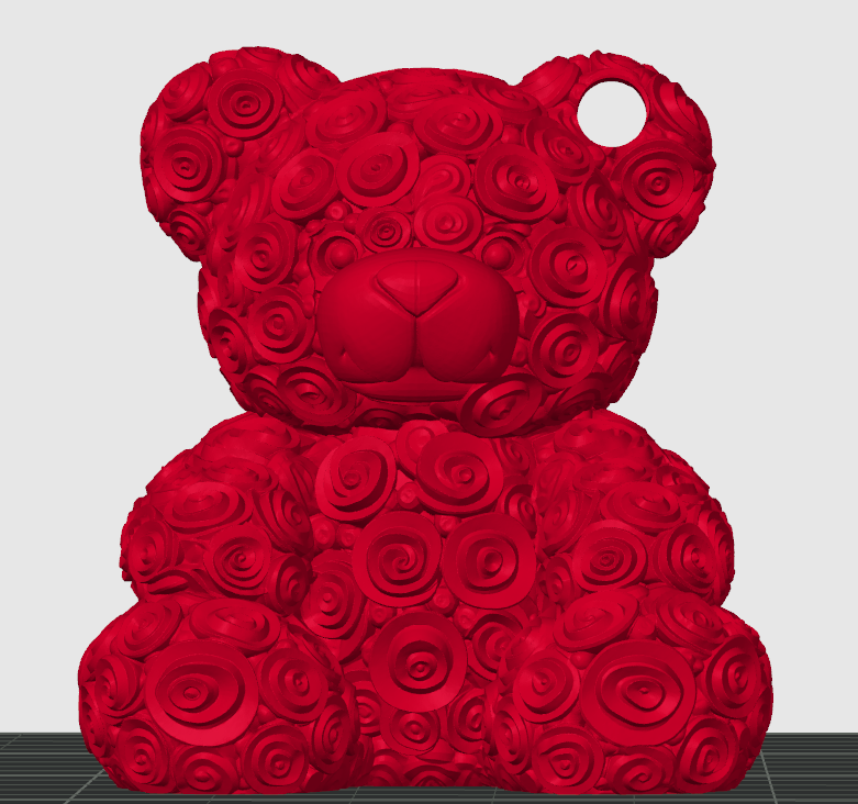 Rose Bear Figurine – 3D Printed Decorative Model (Keychain & Standard Versions)