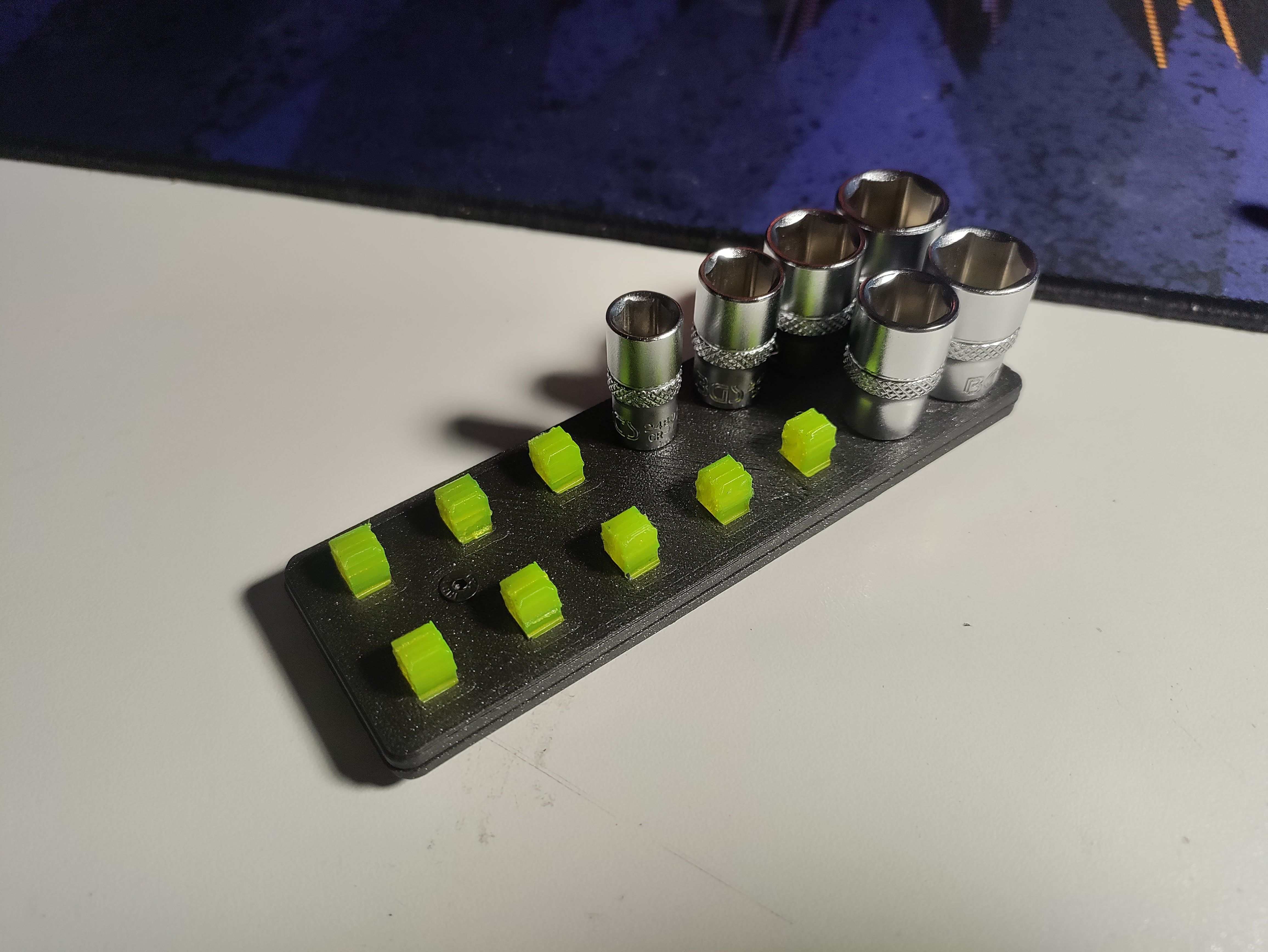 Gridfinity 1/4 inch socket storage holder (tpu inserts for durability)