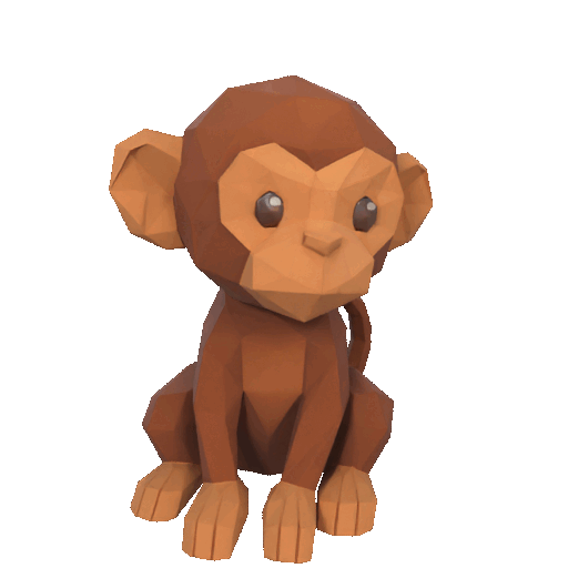 Miniatura 2 do modelo 3D Low poly monkey sitting