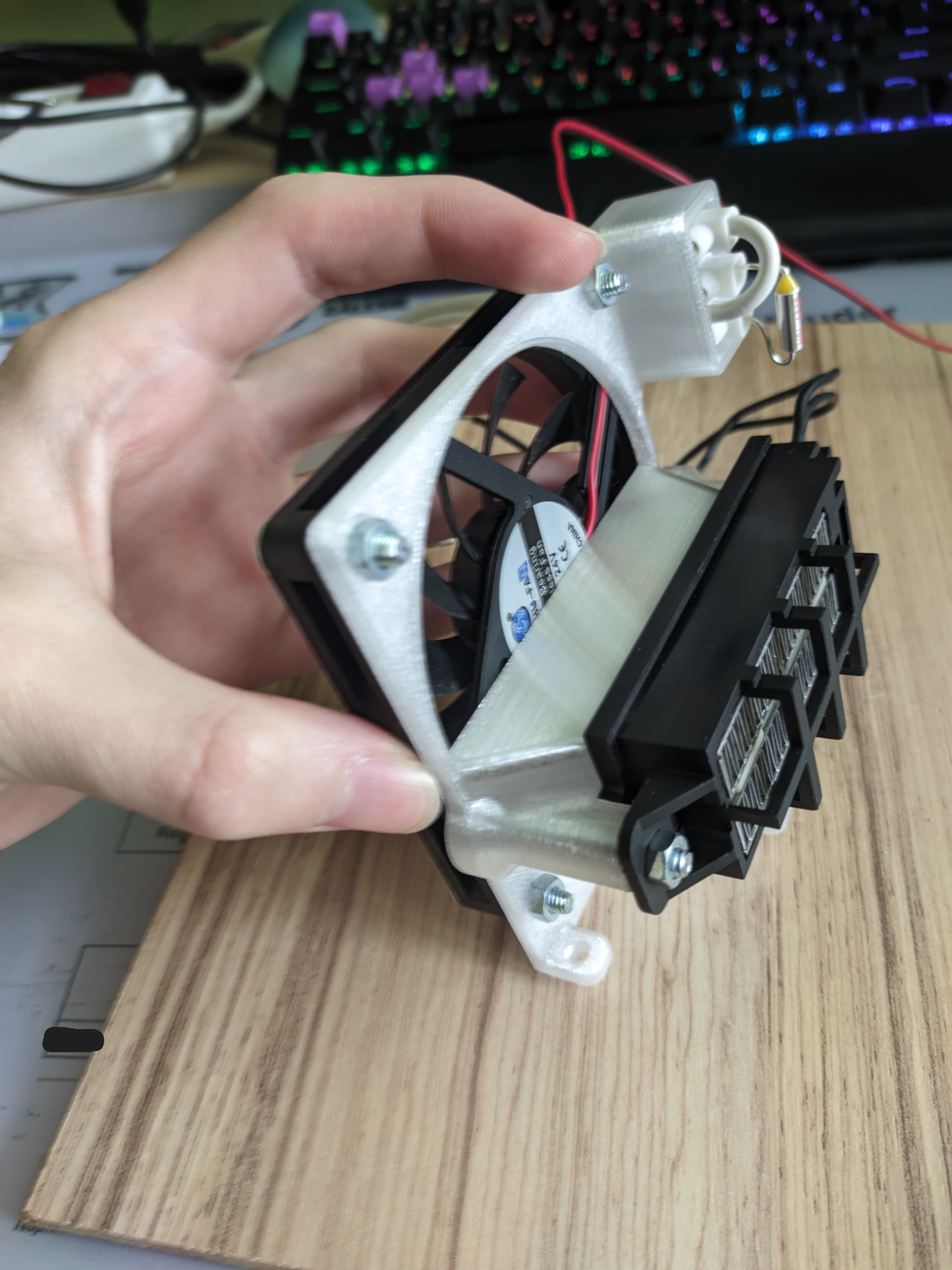 Filament dryer - Fan and heater bracket