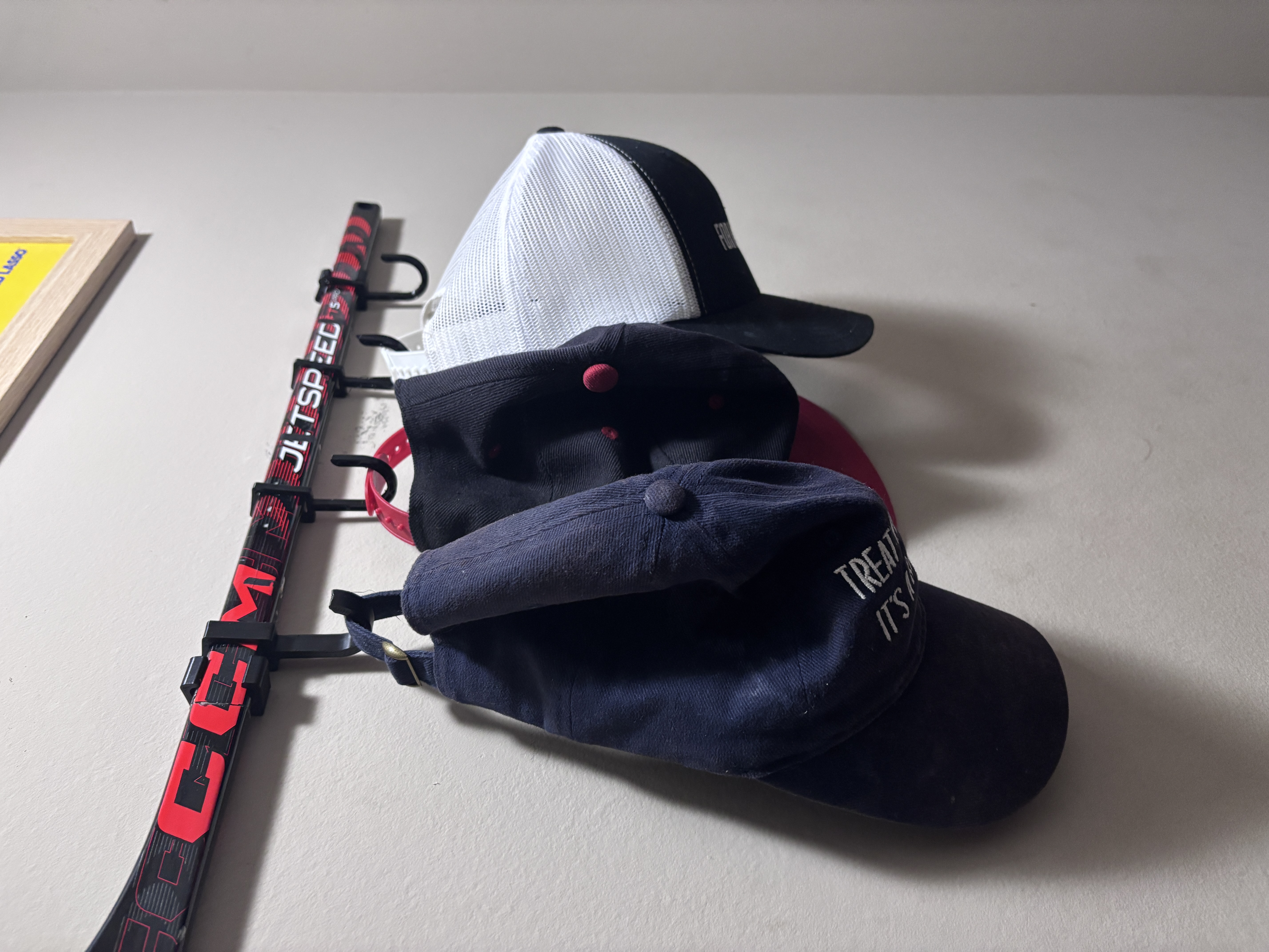 Hockey Mini Stick Mount with Hat hooks
