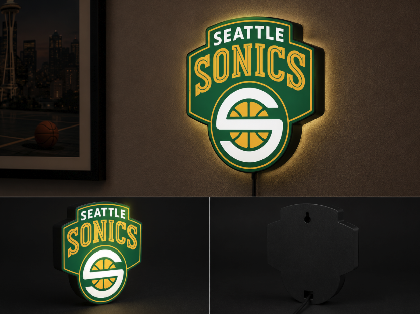 Seattle Super Sonics LED Light Box | Multi-Color 3D Printable STL