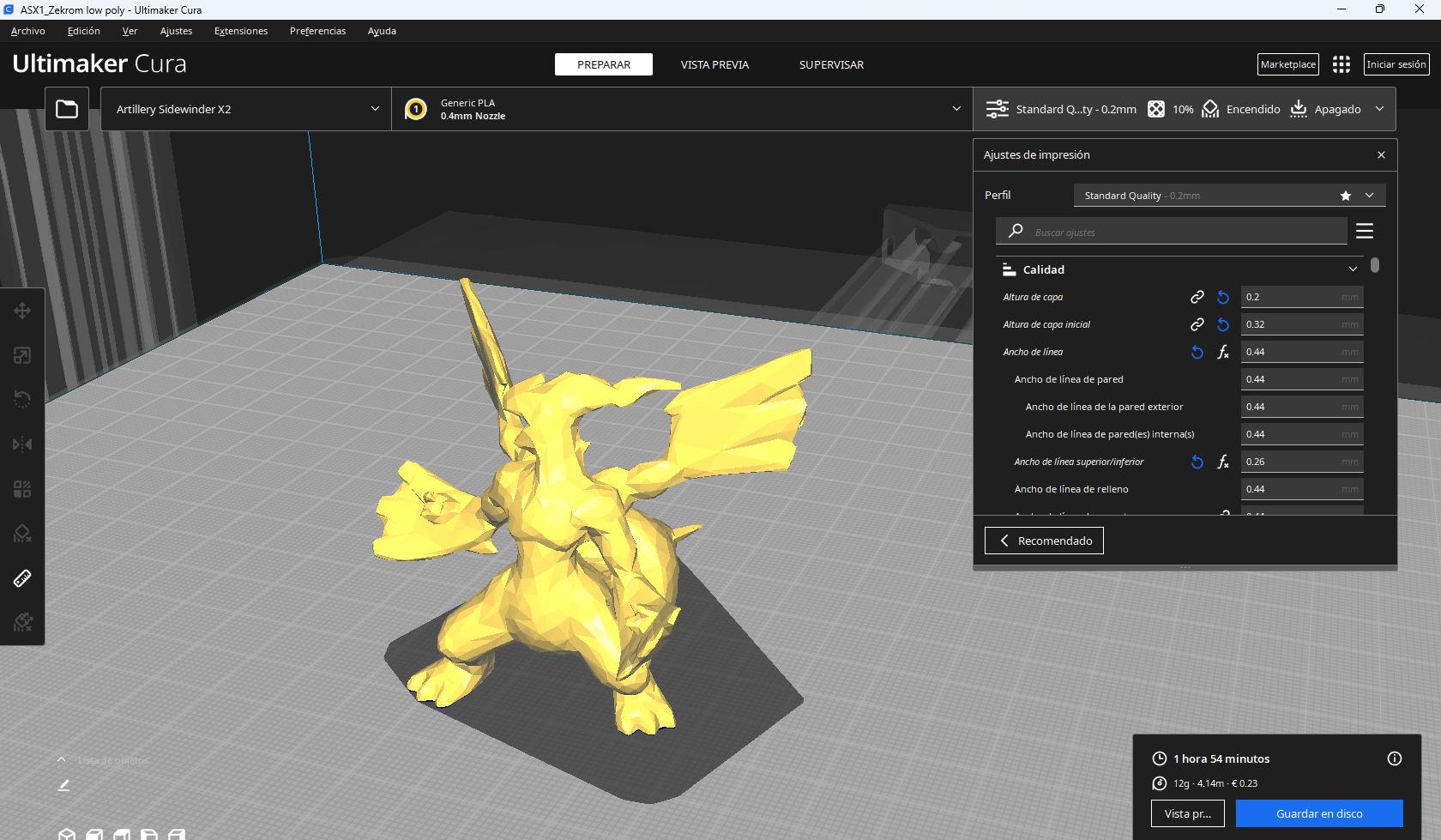 Zekrom low-poly y tamaño reducido