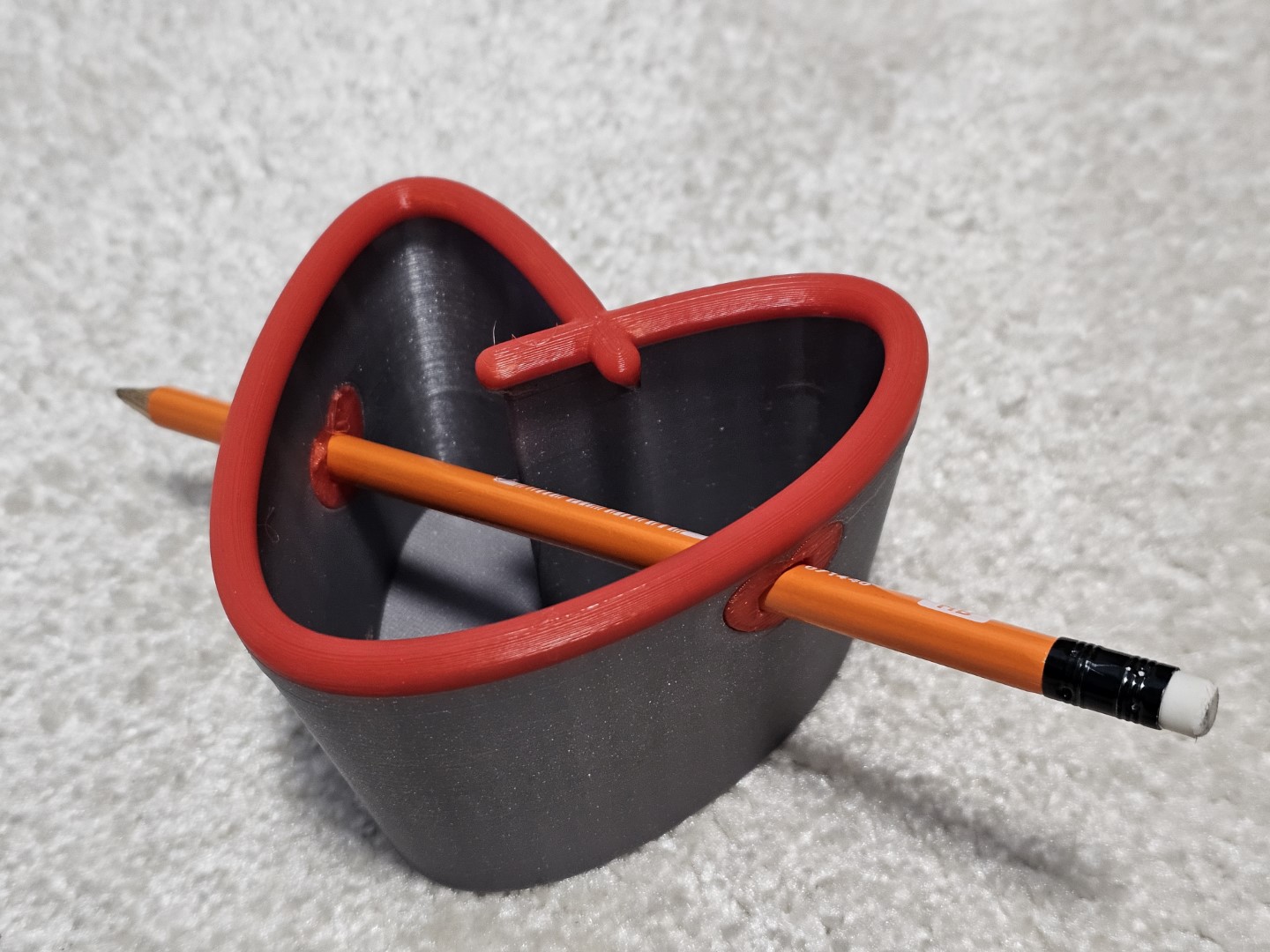 Heart shaped pencil holder