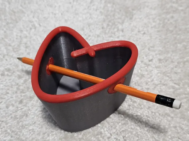 Heart shaped pencil holder