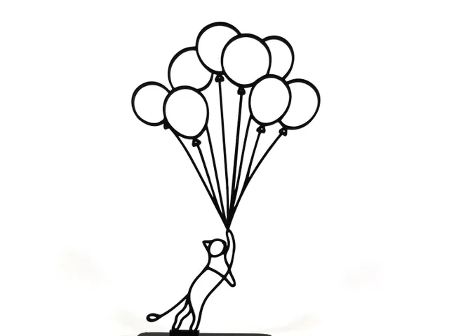 Minimal Line Art Cat With Balooons