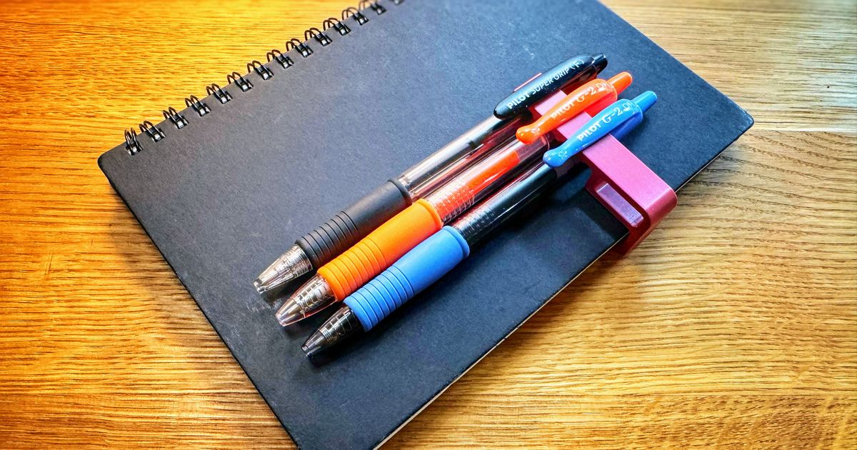 Pen clip for notebook (parametric) by Pavel Minar Download free STL