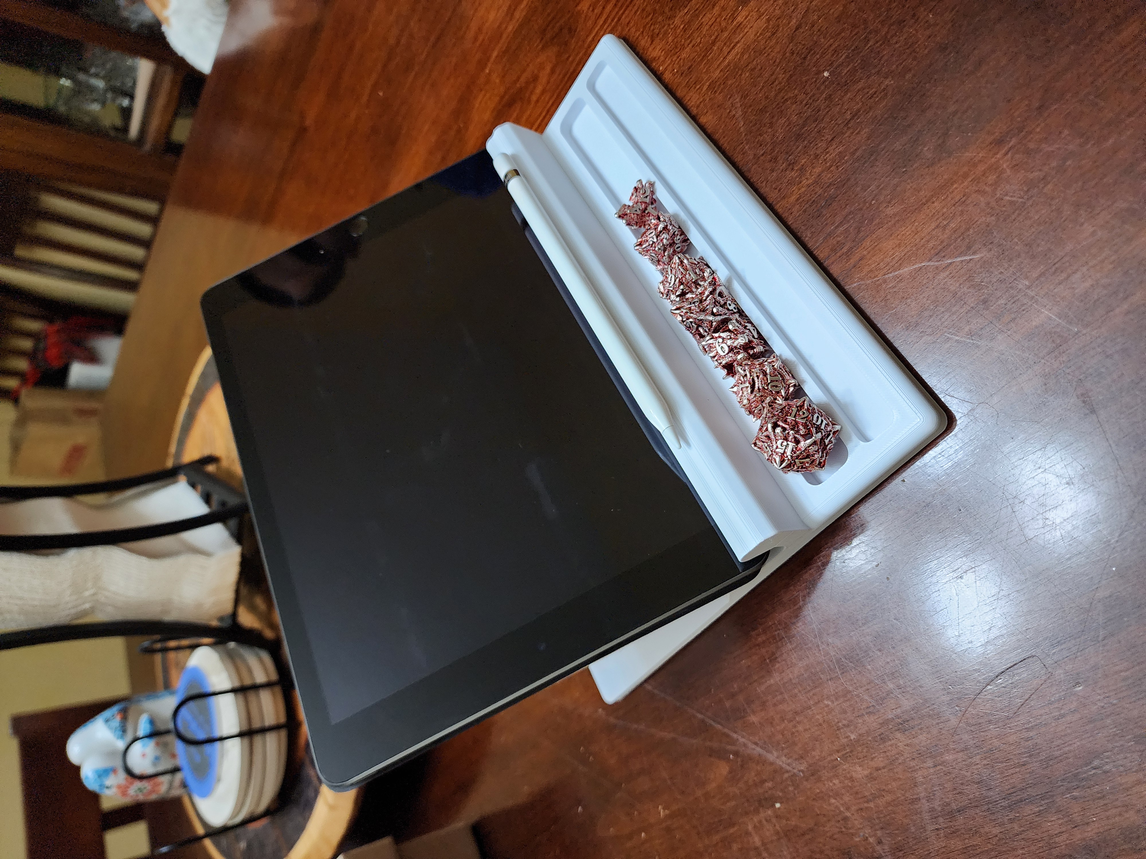 D&D iPad / Tablet Stand with Integrated Dice and Stylus Trays