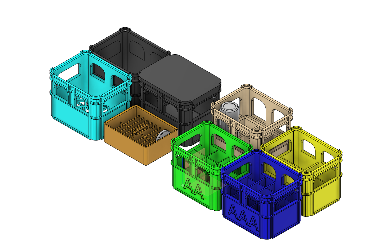 Miniatura 2 do modelo 3D Stackable beer crate for batteries
