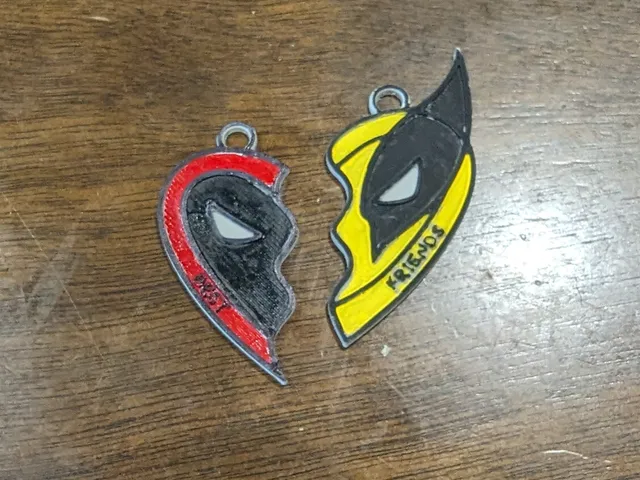 Deadpool <3 Wolverine Heart Charm Necklace