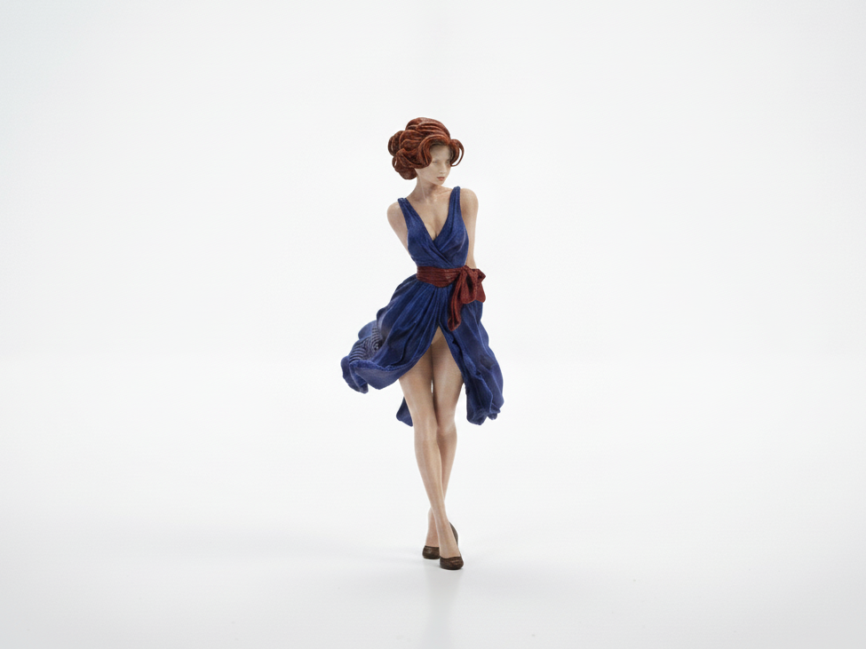 Elegant Lady Flowing Dress Figurine 3D Printable