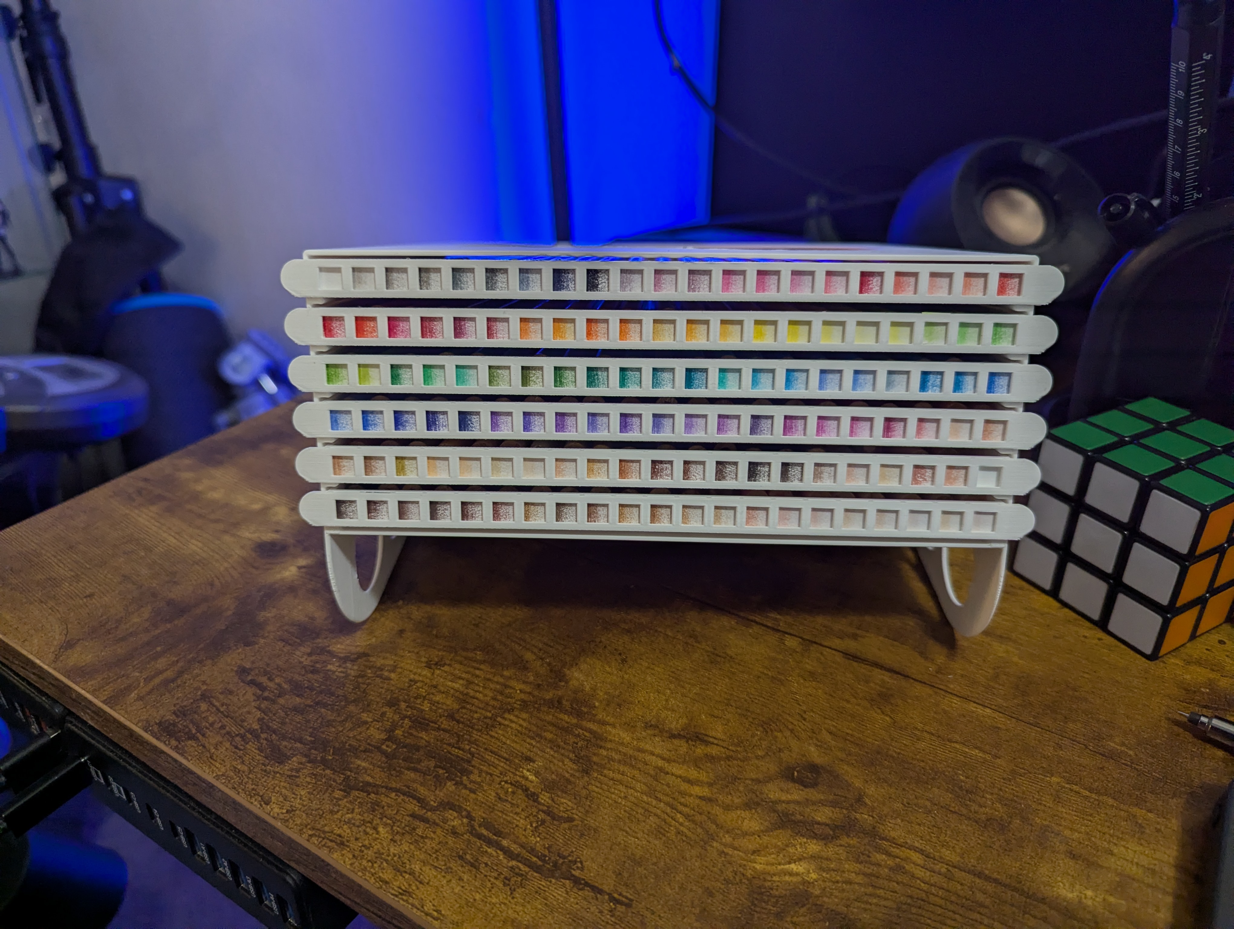 Colored Pencil Desktop Chest with Integrated Front Facing Swatches