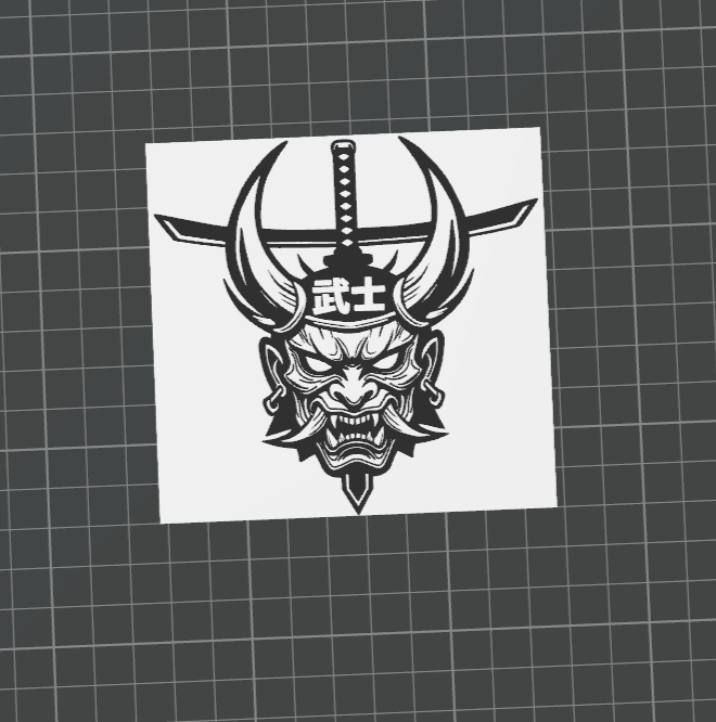 Japanese Samurai Demon Wall Panel - Oni Mask Katana Art - 3D Printable - Scalable