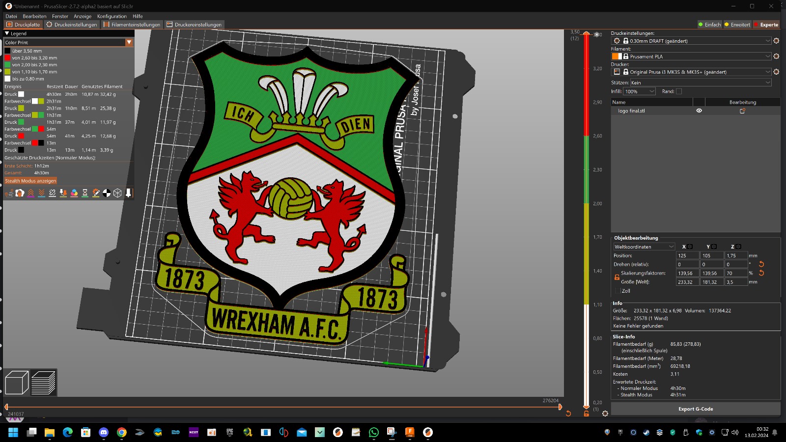 Wrexham AFC logo zum farbig drucken vorbereitet by Mulleman30 ...