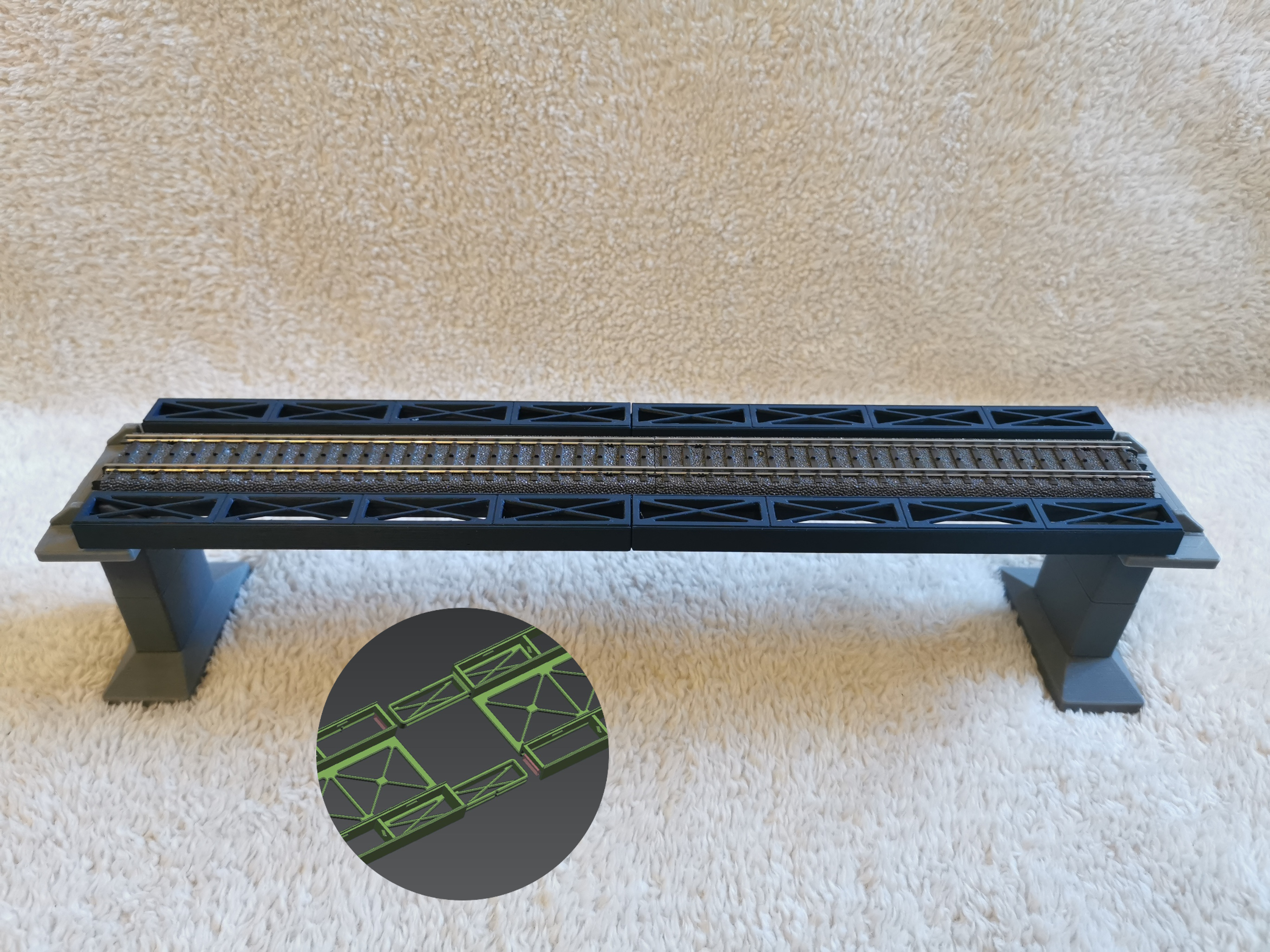 Märklin H0 modular Steel Girder Bridge Rail-C 360mm Straight Element (multi-part) / Märklin H0 modulare Stahlträger-Brücke Gleis-C 360mm Element gerade (mehrteilig)