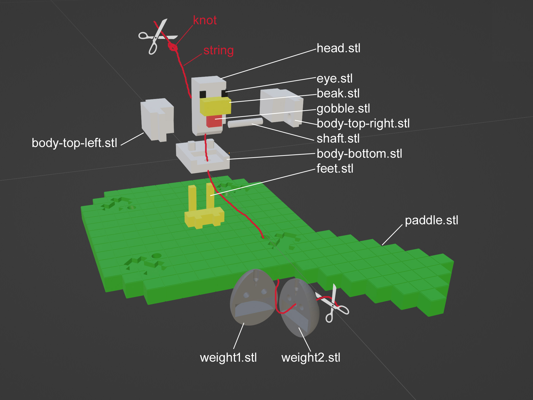 Miniatura 2 do modelo 3D Minecraft Picking Chicken Toy
