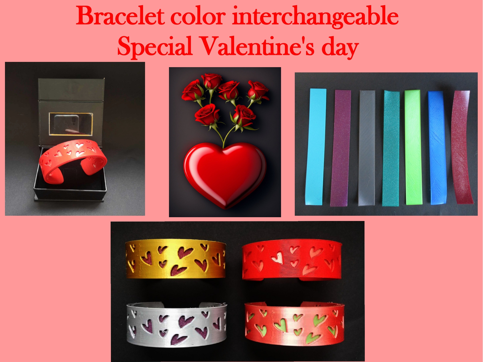 Interchangeable color bracelet Valentine's day version