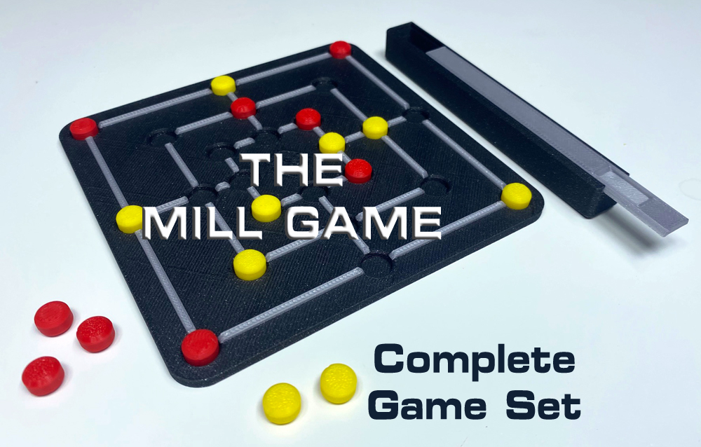THE MILL GAME Set incl. Tokens & Box (Mühlespiel mit Steinen & Box)