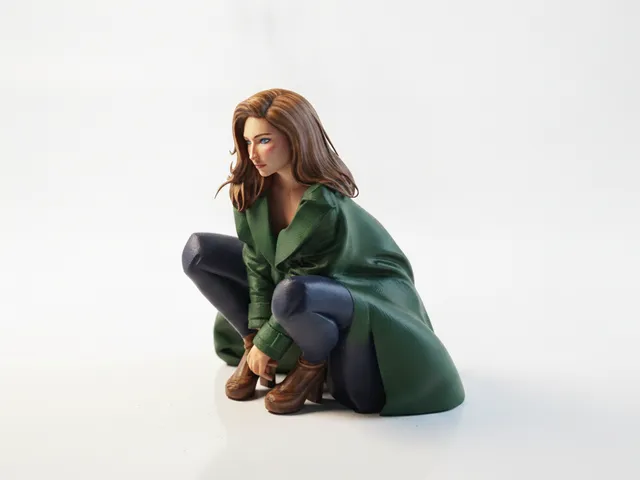 Squatting Lady Figurine Female Figure 3D Printable
