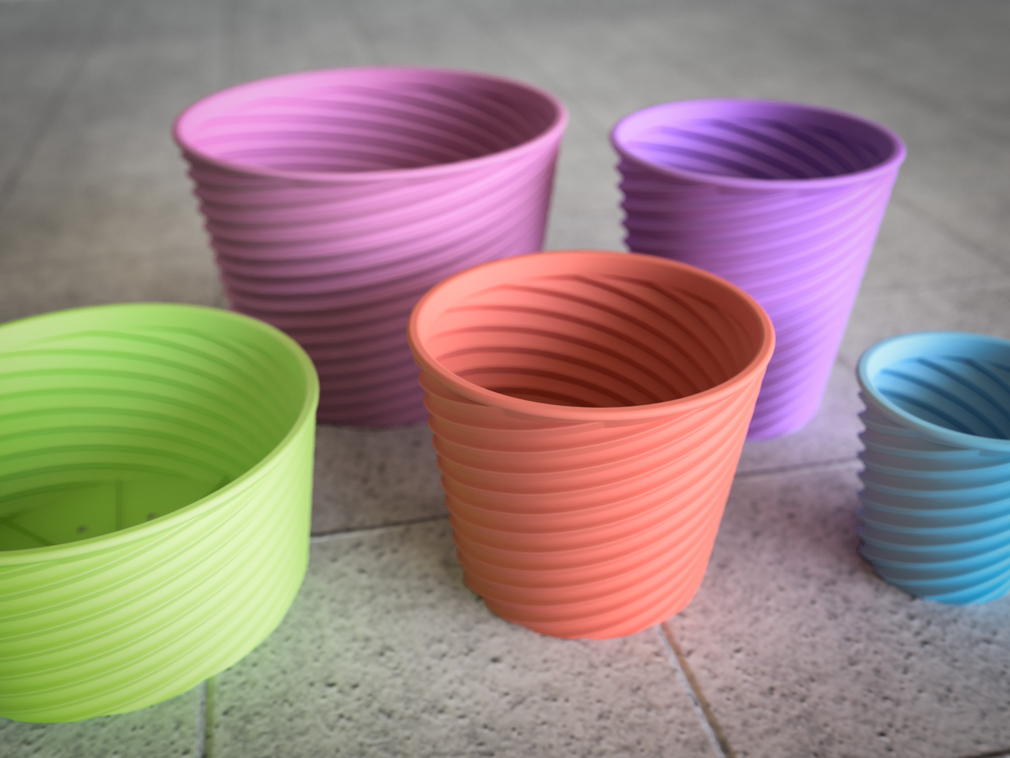 Flower Pot with Spiral Pattern in Various Sizes