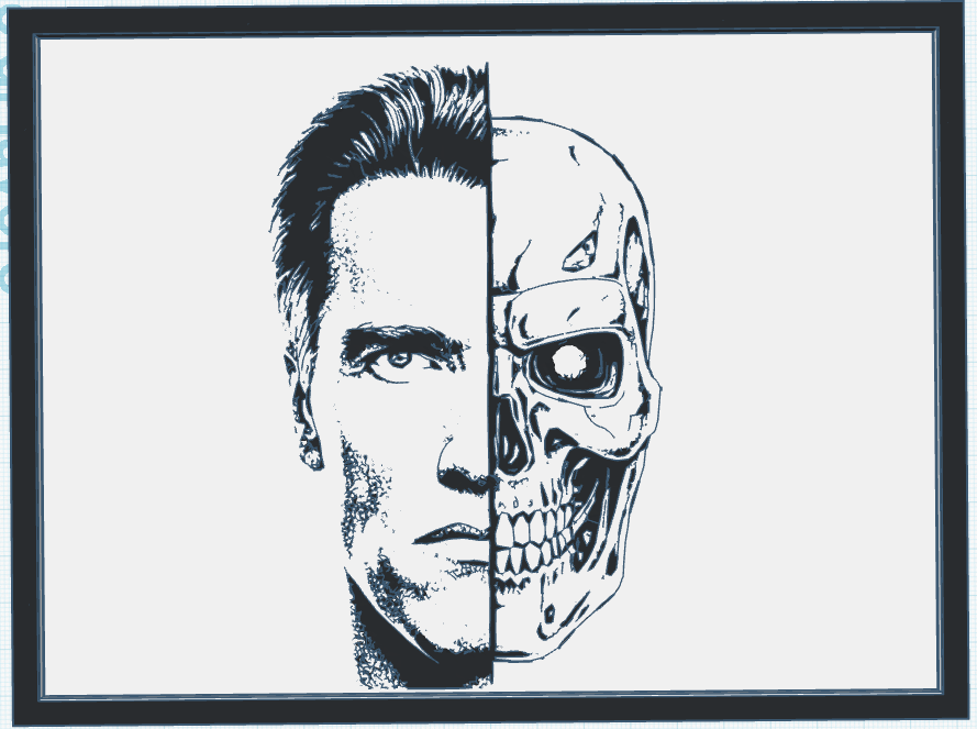 Terminator Wall Plaque – Half Human (Schwarzy) Half Endoskeleton 15x20cm