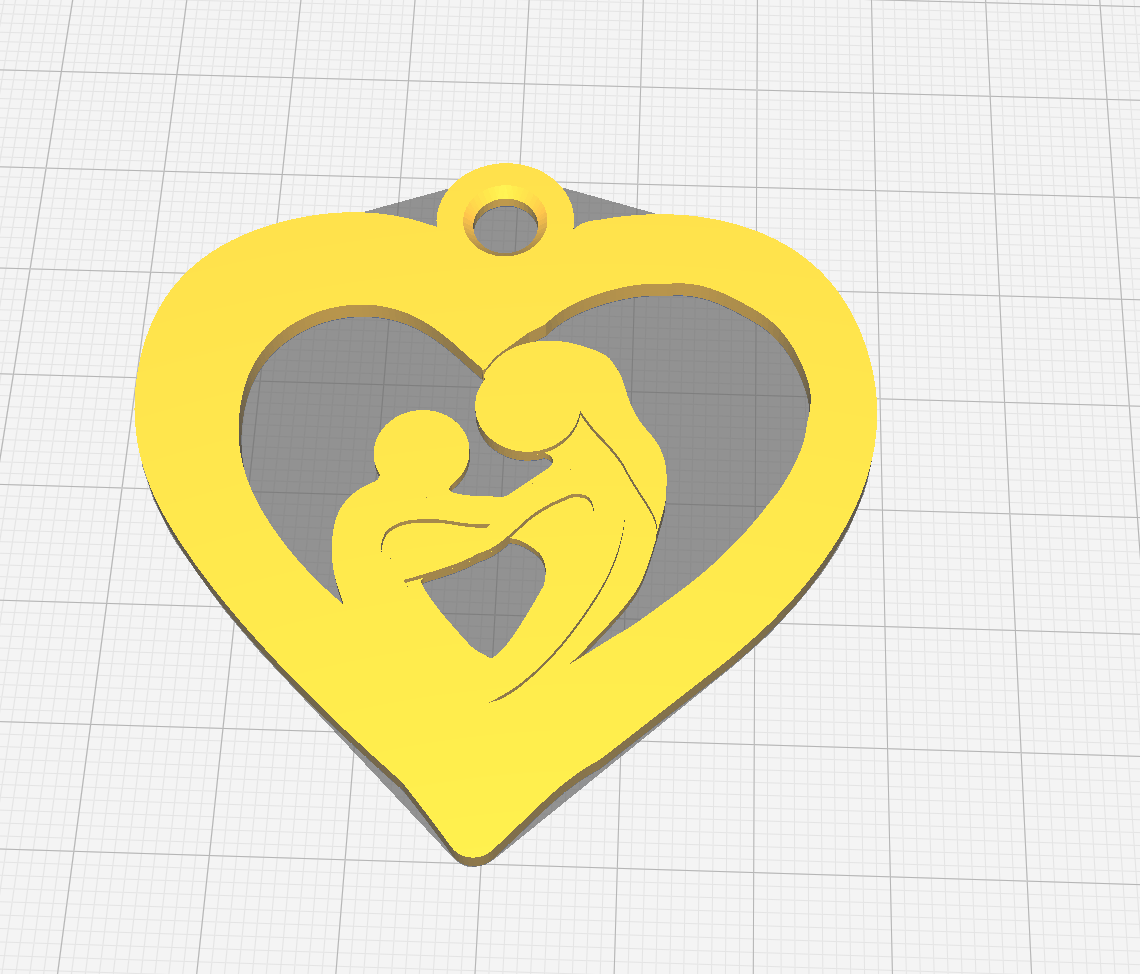 Heart with mother and child core pendant