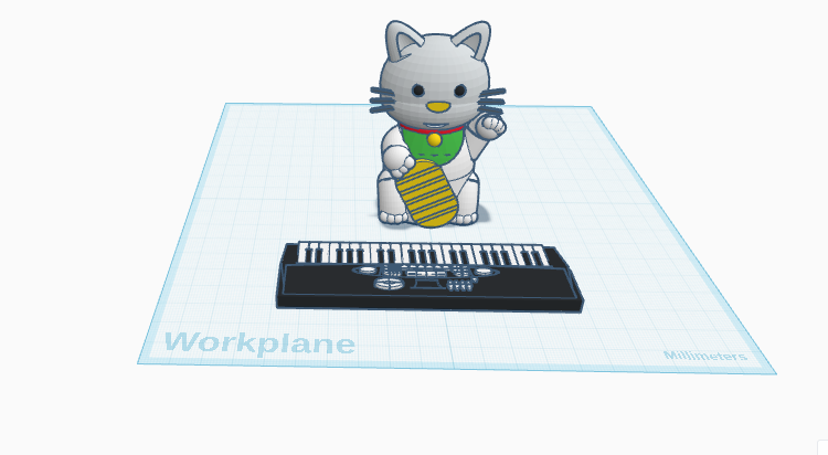 cute cat trying to play piano 3D model by Nik67