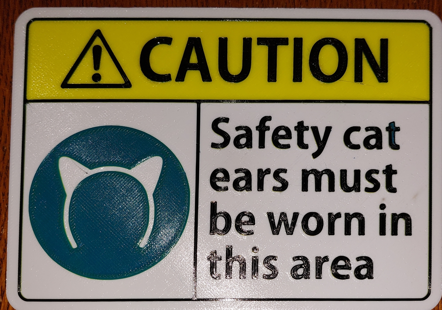 Safety Cat Ears Sign, layer filament change version