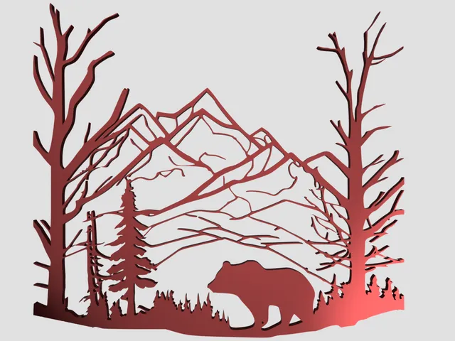 "Bear on Mountain" 2D Wall decoration