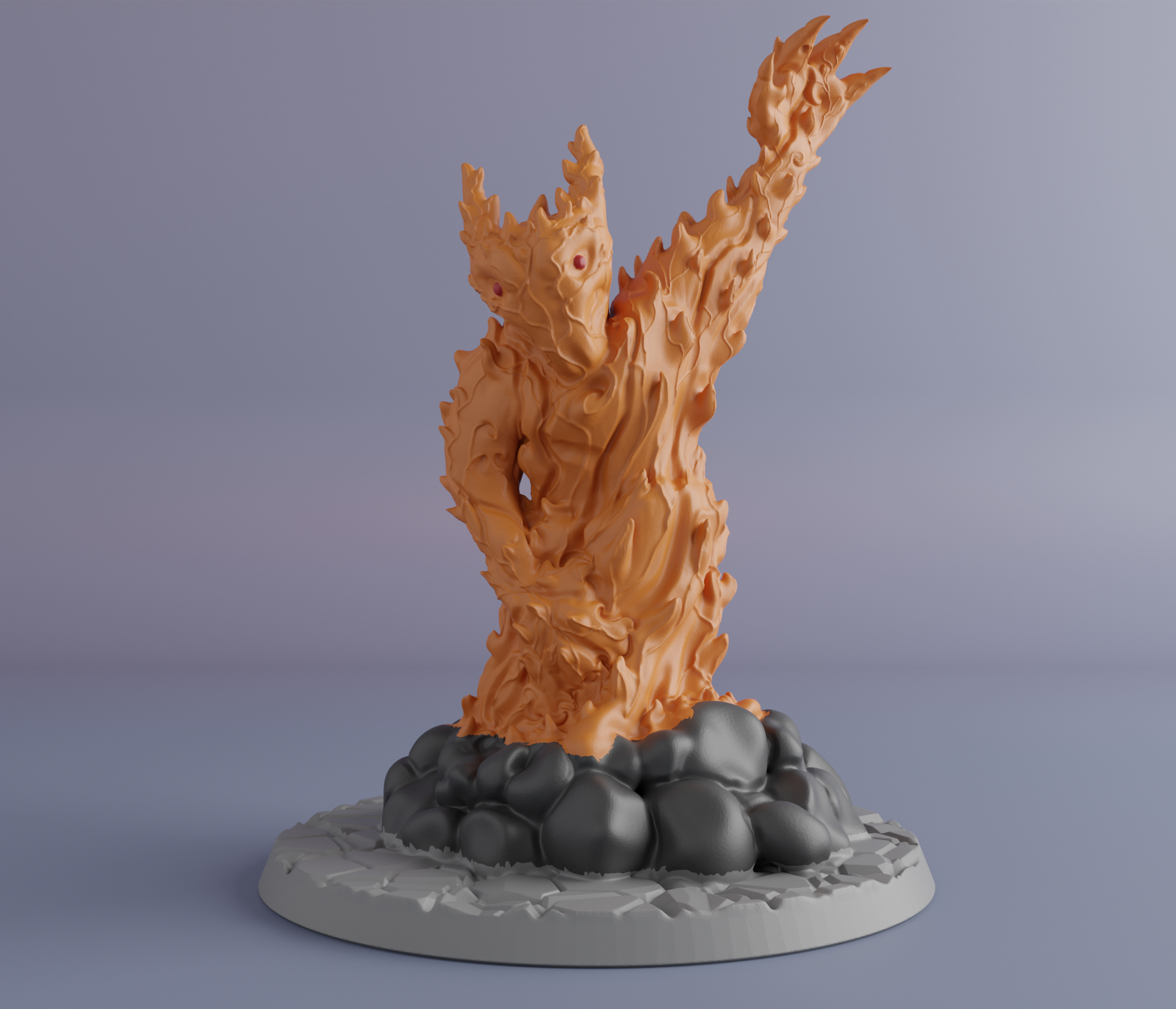 Fire Elemental 2 - D&D Miniature (Supportless/FDM Friendly)